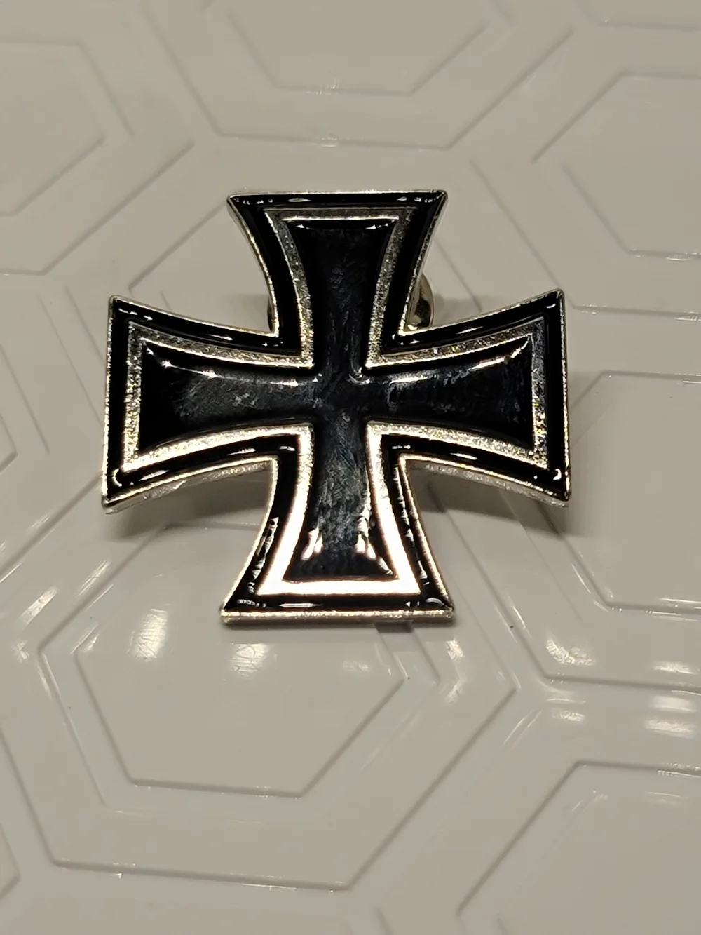 Black Maltese Cross Enamel Pin